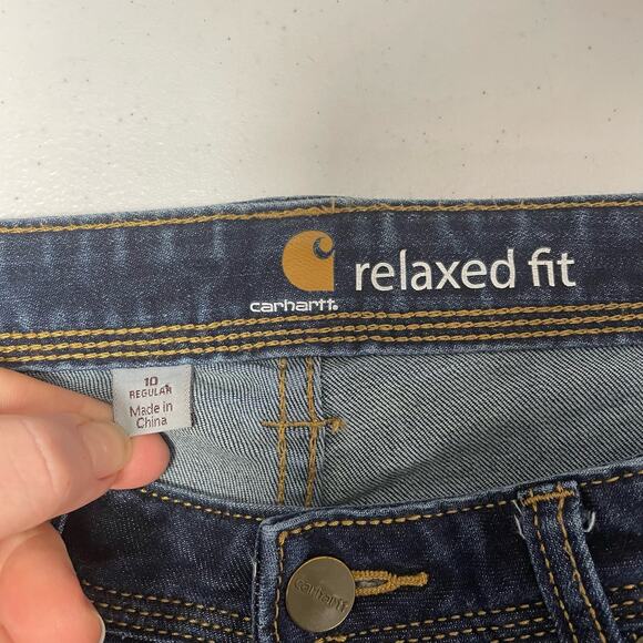 Carhartt Relaxed Fit Bootcut Dark Wash Size 10 - Picture 4 of 6